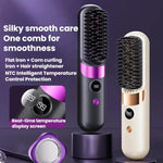 Spazzola lisciante per capelli portatile senza fili con display digitale e ioni negativi, per la cura dei capelli. Pettine per lo styling senza fili.