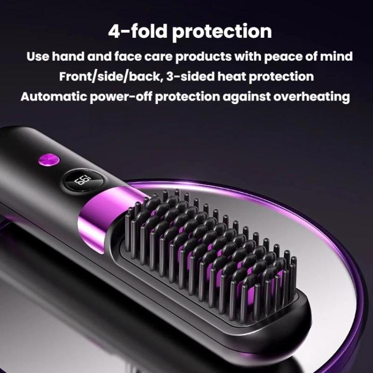 Spazzola lisciante per capelli portatile senza fili con display digitale e ioni negativi, per la cura dei capelli. Pettine per lo styling senza fili.