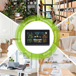 Stazione meteorologica wireless con ampio display a colori da 7,5 pollici, orologio atomico con sensore esterno, termometro e igrometro digitale.