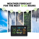 Stazione meteorologica wireless con ampio display a colori da 7,5 pollici, orologio atomico con sensore esterno, termometro e igrometro digitale.