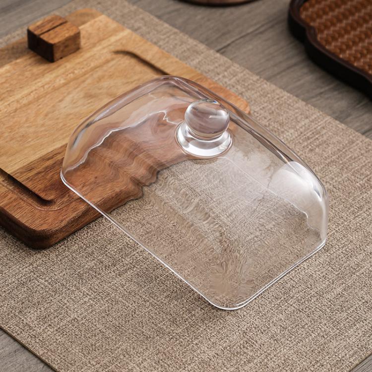 Burriera in legno di acacia con coperchio in vetro e spatola, ideale per il piano di lavoro o il frigorifero., Single Knife, Dual Utensils