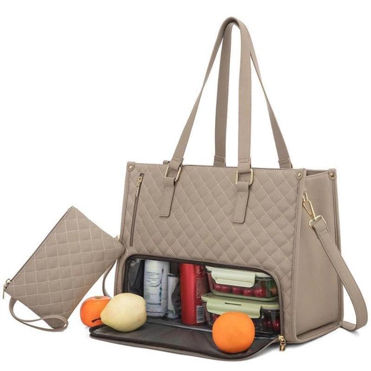 Borsa termica 2 in 1 per il pranzo, utilizzabile a mano o a tracolla.