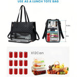 Borsa termica 2 in 1 per il pranzo, utilizzabile a mano o a tracolla.