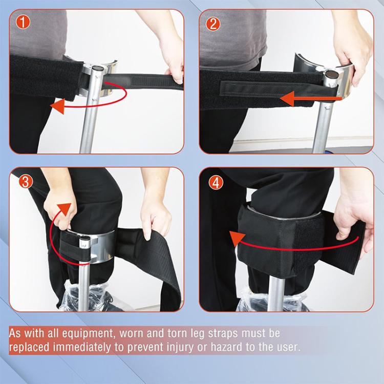Set di 2 pezzi: cinghia di fissaggio regolabile per trampoli e cintura di fissaggio per gambe.