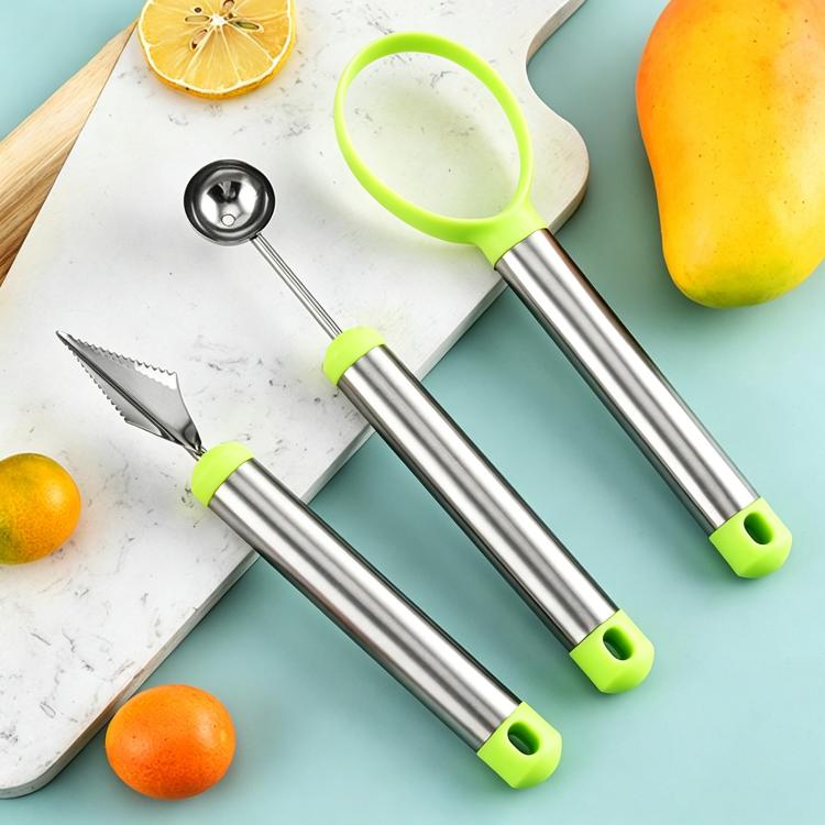 Set da 3 pezzi LsCook: set di paletta per palline di frutta e coltello da intaglio per la cucina.