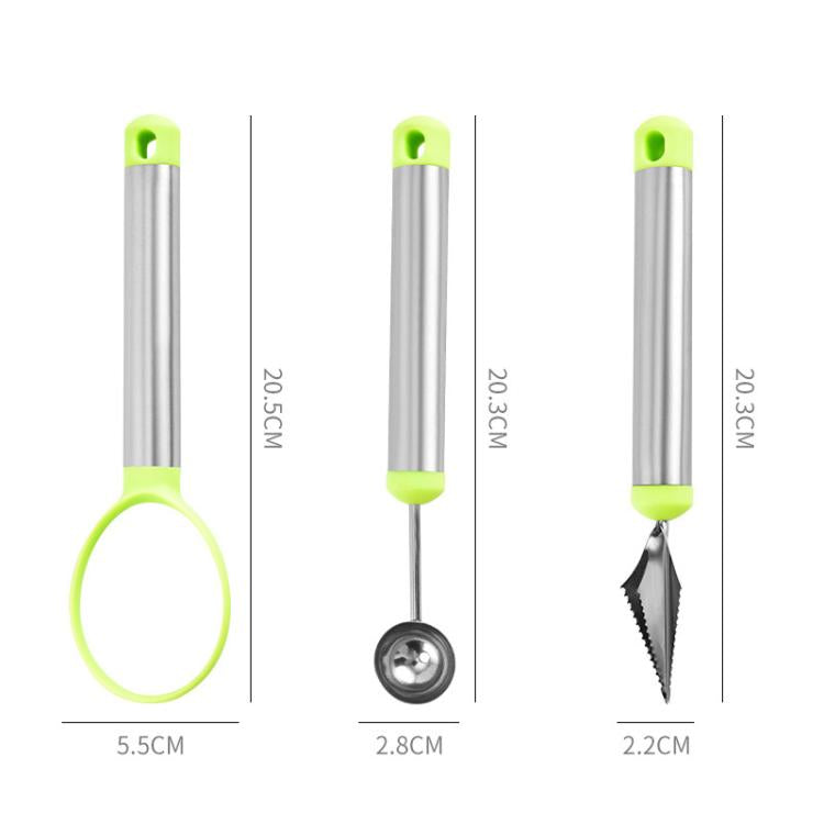 Set da 3 pezzi LsCook: set di paletta per palline di frutta e coltello da intaglio per la cucina.