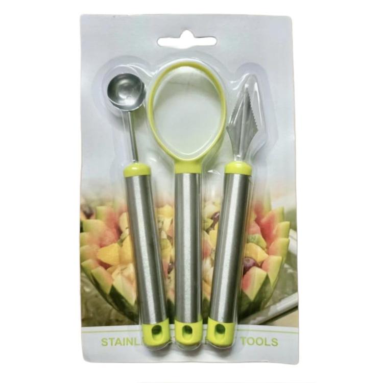 Set da 3 pezzi LsCook: set di paletta per palline di frutta e coltello da intaglio per la cucina.