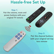 Telecomando universale a 7 tasti per anziani, facile da usare, con pulsanti grandi e infrarossi, per TV/STB/DVD/DVB/HiFi., Silver, Black, Backlit Edition