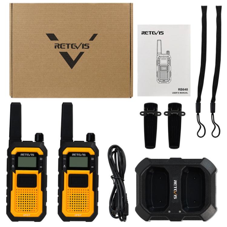 1 paio di walkie talkie resistenti agli urti, impermeabili IP67, con doppio pulsante PTT, per esterni., RETEVIS RB48 FRS