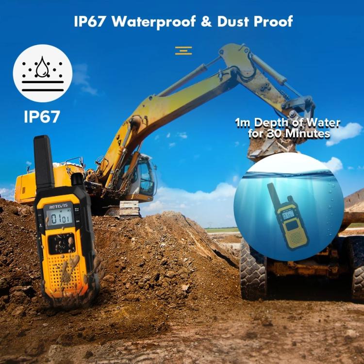 1pair Heavy-Duty IP67 Waterproof Dual PTT Outdoor Shock-Resistant Walkie Talkies, RETEVIS RB48 FRS, RETEVIS RB648 PMR446