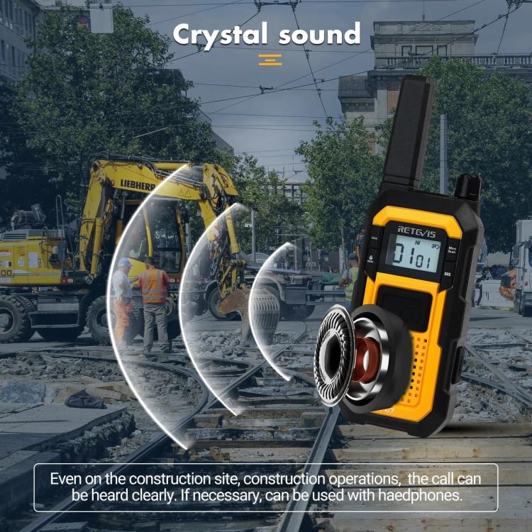 1 paio di walkie talkie resistenti agli urti, impermeabili IP67, con doppio pulsante PTT, per esterni., RETEVIS RB48 FRS