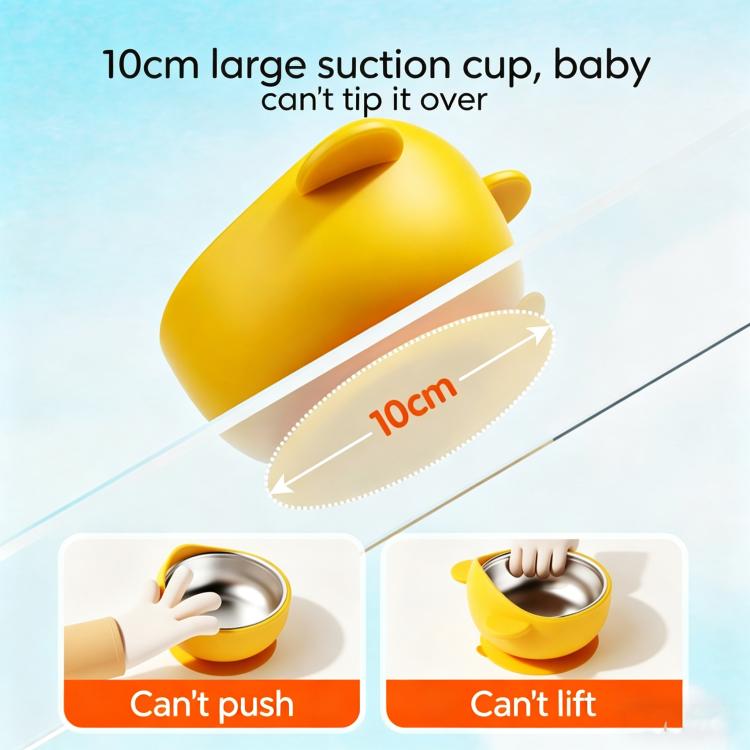 Ciotola per la pappa del bambino con base a ventosa resistente, interno in acciaio inox 304 e rivestimento esterno in silicone, ciotola termica isolante a prova di fuoriuscite per l'apprendimento della pappa.