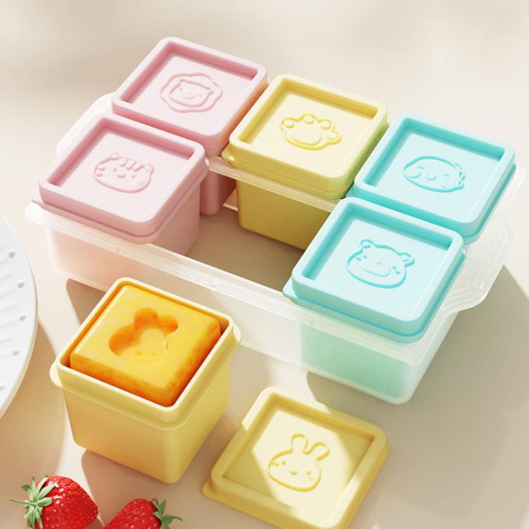 Contenitore in silicone per alimenti per neonati, vassoio per cubetti di ghiaccio, 6 porzioni individuali da 120 ml, vassoio per congelatore con coperchi