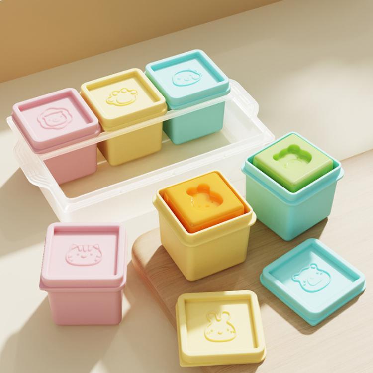 Contenitore in silicone per alimenti per neonati, vassoio per cubetti di ghiaccio, 6 porzioni individuali da 120 ml, vassoio per congelatore con coperchi