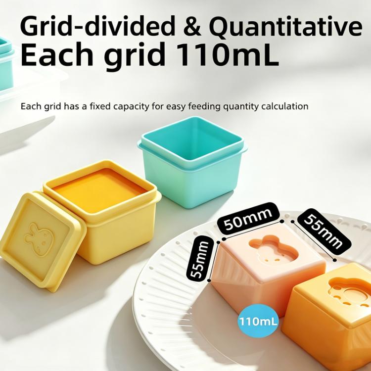 Contenitore in silicone per alimenti per neonati, vassoio per cubetti di ghiaccio, 6 porzioni individuali da 120 ml, vassoio per congelatore con coperchi