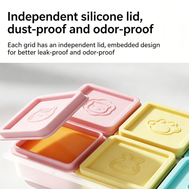 Contenitore in silicone per alimenti per neonati, vassoio per cubetti di ghiaccio, 6 porzioni individuali da 120 ml, vassoio per congelatore con coperchi