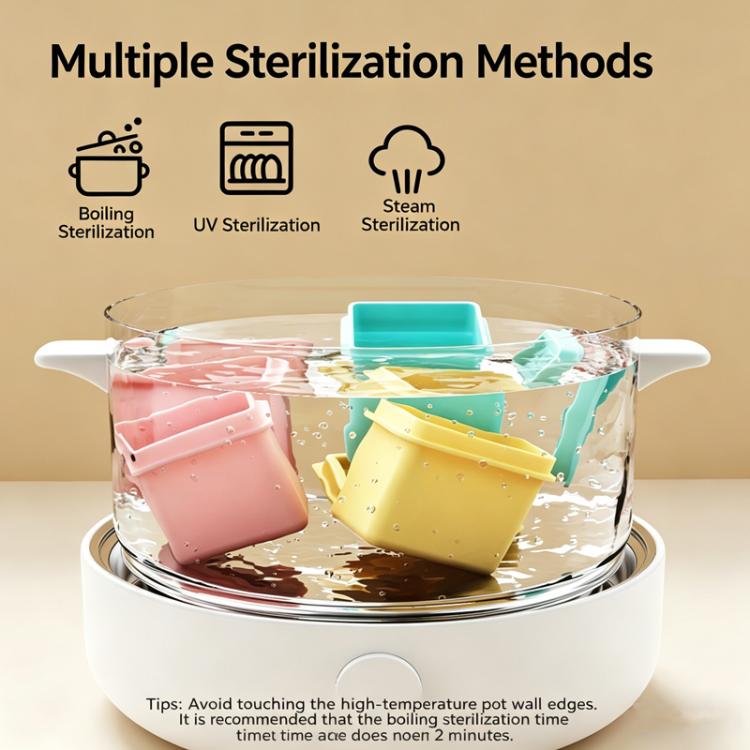 Contenitore in silicone per alimenti per neonati, vassoio per cubetti di ghiaccio, 6 porzioni individuali da 120 ml, vassoio per congelatore con coperchi