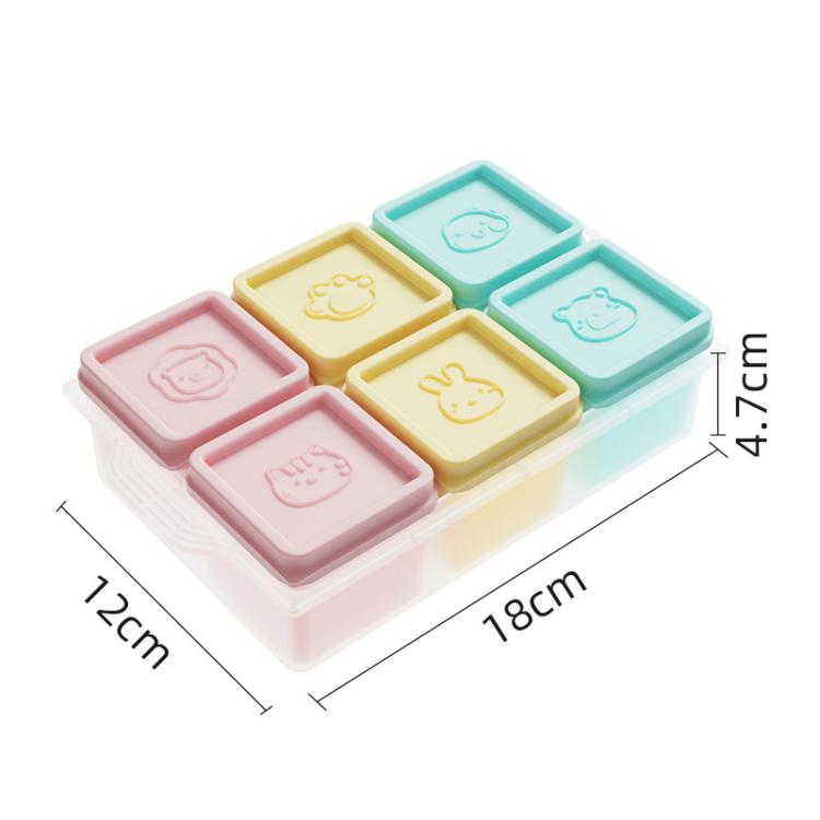 Contenitore in silicone per alimenti per neonati, vassoio per cubetti di ghiaccio, 6 porzioni individuali da 120 ml, vassoio per congelatore con coperchi