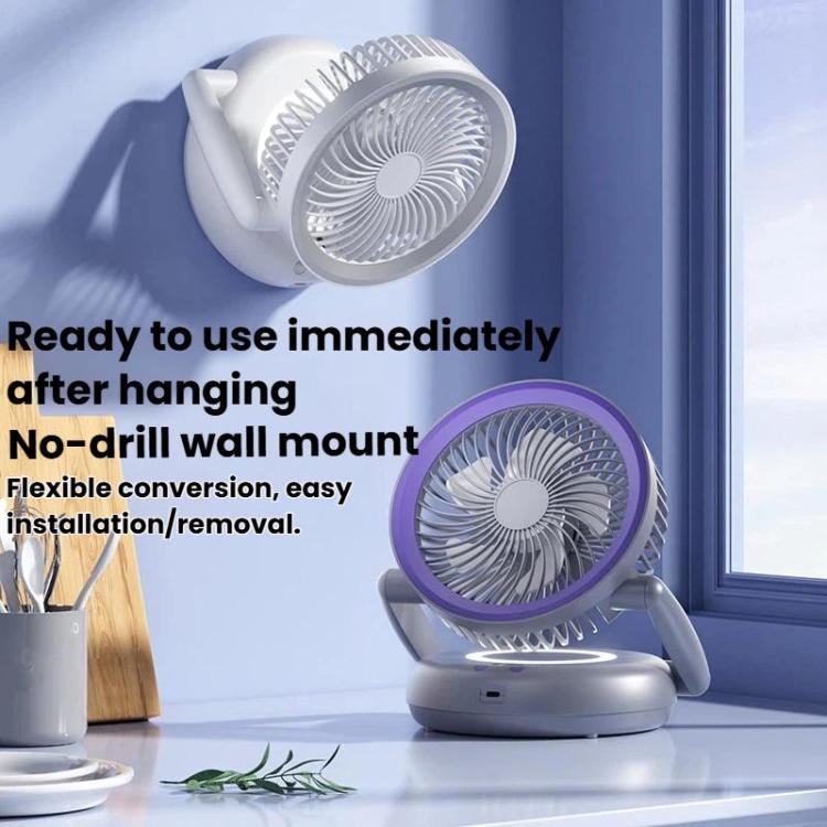 Foldable Air Circulator Fan With Battery Indicator Household Desktop & Wall-Mounted Fan With LED Light