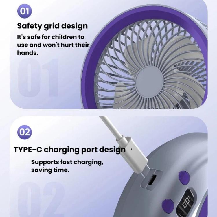 Foldable Air Circulator Fan With Battery Indicator Household Desktop & Wall-Mounted Fan With LED Light
