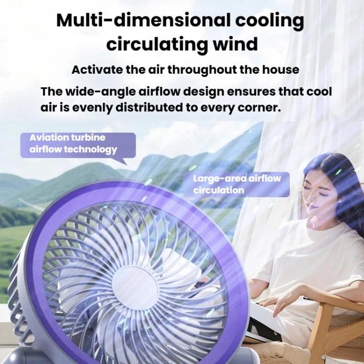 Foldable Air Circulator Fan With Battery Indicator Household Desktop & Wall-Mounted Fan With LED Light