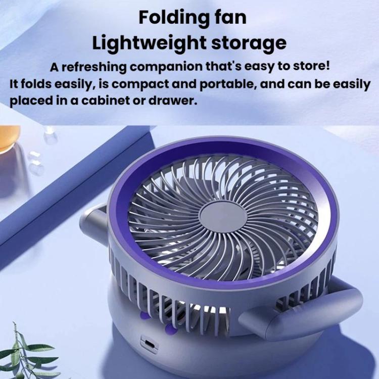 Foldable Air Circulator Fan With Battery Indicator Household Desktop & Wall-Mounted Fan With LED Light
