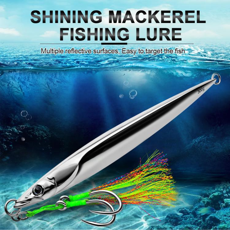 PROBEROS LF169 Esca artificiale verticale per jigging con doppio amo assist, jig metallico per acqua salata con piume, esca affondante per sgombro brillante, 180g, 200g, 230g, 250g, 300g