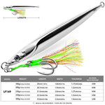 PROBEROS LF169 Esca artificiale verticale per jigging con doppio amo assist, jig metallico per acqua salata con piume, esca affondante per sgombro brillante, 180g, 200g, 230g, 250g, 300g