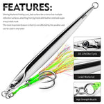 PROBEROS LF169 Esca artificiale verticale per jigging con doppio amo assist, jig metallico per acqua salata con piume, esca affondante per sgombro brillante, 180g, 200g, 230g, 250g, 300g