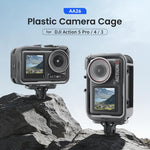 Gabbia per fotocamera aMagisn in policarbonato per DJI Action 5 Pro / 4 / 3 con supporto per riprese verticali/orizzontali a sgancio rapido, attacco a slitta e filettatura da 1/4 di pollice., Action 5 Pro /4/3 PC Cage