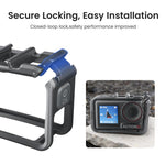Gabbia per fotocamera aMagisn in policarbonato per DJI Action 5 Pro / 4 / 3 con supporto per riprese verticali/orizzontali a sgancio rapido, attacco a slitta e filettatura da 1/4 di pollice., Action 5 Pro /4/3 PC Cage