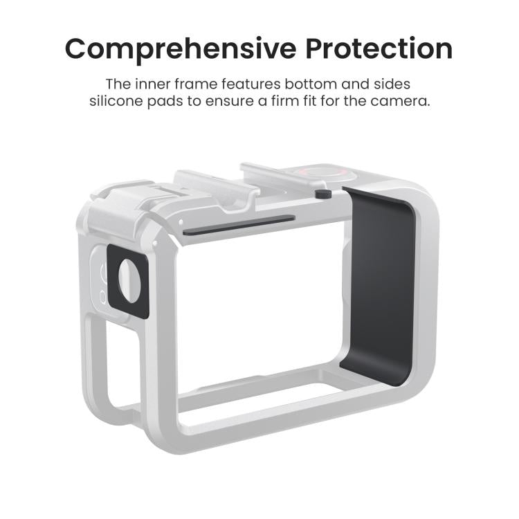 Gabbia per fotocamera aMagisn in policarbonato per DJI Action 5 Pro / 4 / 3 con supporto per riprese verticali/orizzontali a sgancio rapido, attacco a slitta e filettatura da 1/4 di pollice., Action 5 Pro /4/3 PC Cage
