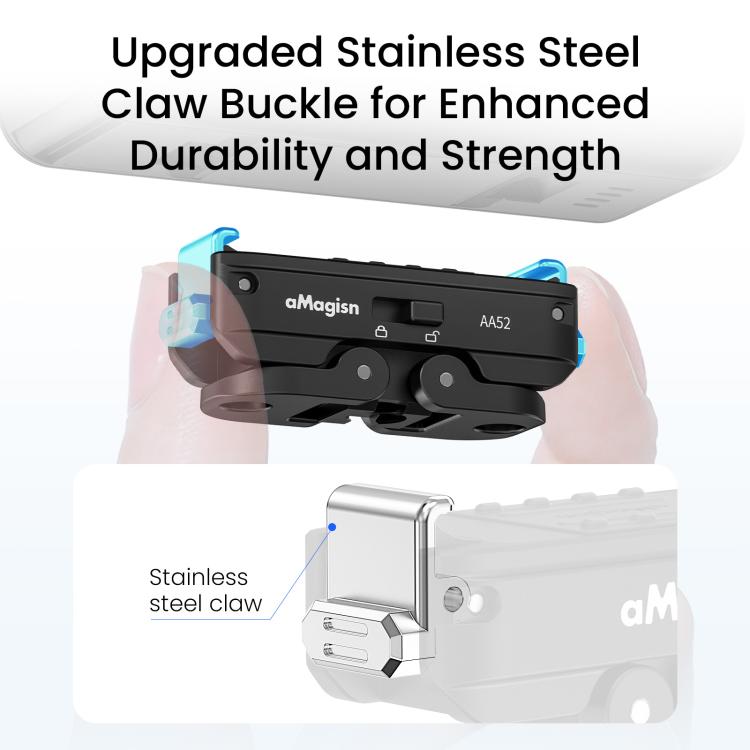 Adattatore a sgancio rapido magnetico in metallo aMagisn 2.0 con blocco per DJI Osmo 360/ Action 5 Pro/4/3, For DJI Osmo 360/ Action 5 Pro/4/3