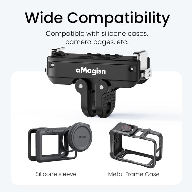 Adattatore a sgancio rapido magnetico in metallo aMagisn 2.0 con blocco per DJI Osmo 360/ Action 5 Pro/4/3, For DJI Osmo 360/ Action 5 Pro/4/3