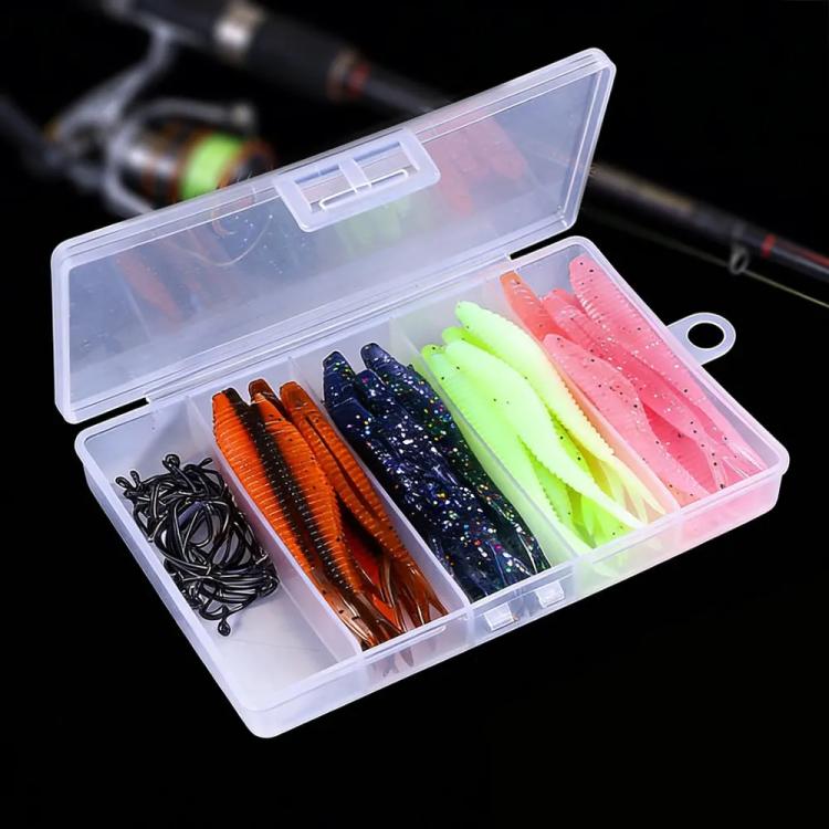 Set di ami per esche morbide Crankbait Split Soft Lure, HENGJIA 60pcs /Box, HENGJIA 65pcs /Box