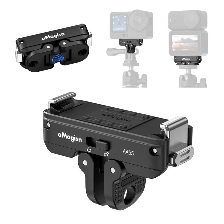 Adattatore con blocco per montaggio rapido magnetico in metallo aMaginsn 2.0 per DJI Osmo Action 6 / Nano aMagins, For DJI Osmo Action 6 / Nano