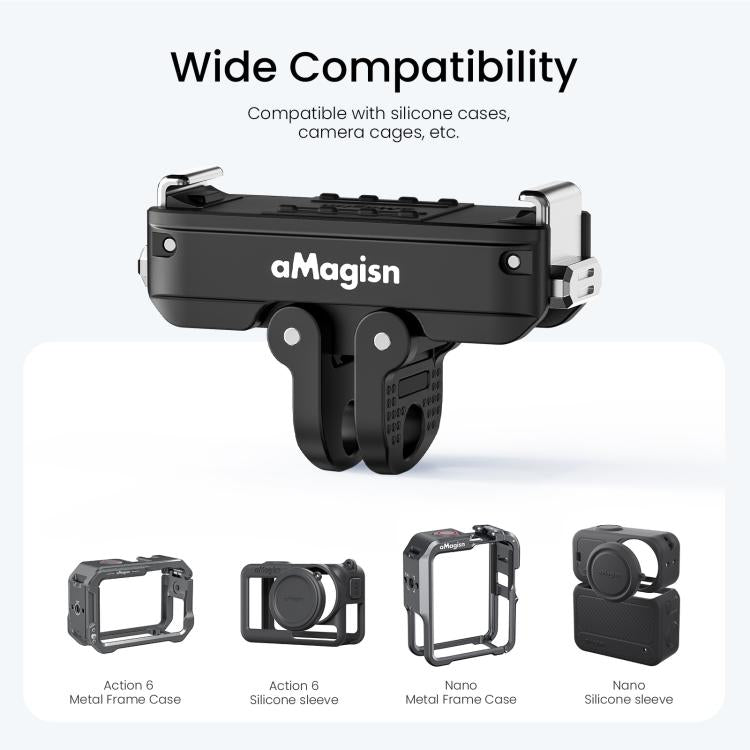 Adattatore con blocco per montaggio rapido magnetico in metallo aMaginsn 2.0 per DJI Osmo Action 6 / Nano aMagins, For DJI Osmo Action 6 / Nano