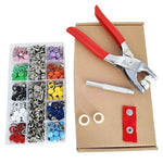 Bottoni a pressione a 5 artigli per abbigliamento, kit di chiusura a pressione in metallo, 100 Hollow+100 Solid+Tools, 100 Hollow+100 Solid+15-Slot Storage Box, 50 Hollow+50 Solid+Tools, 50 Hollow+50 Solid+15-Slot Storage Box