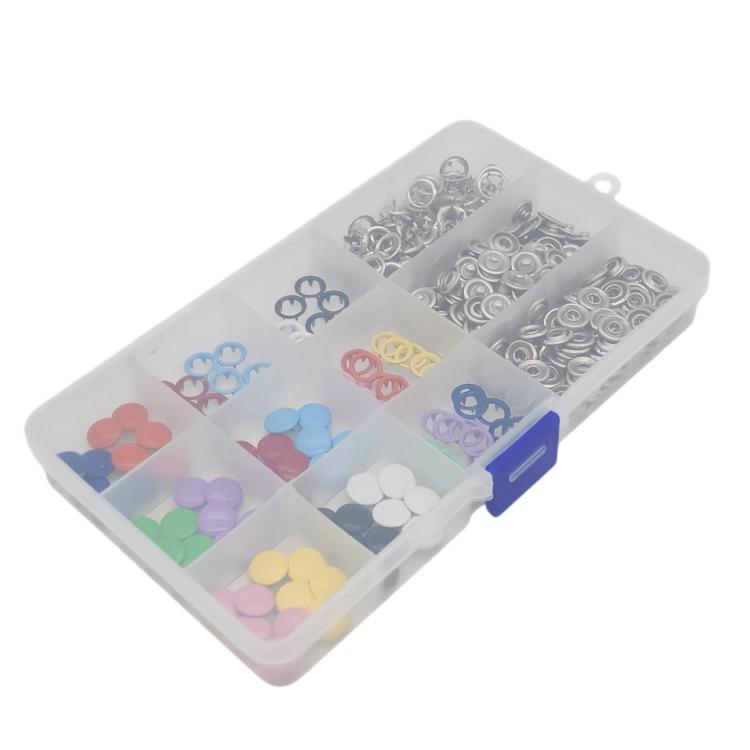 Bottoni a pressione a 5 artigli per abbigliamento, kit di chiusura a pressione in metallo, 100 Hollow+100 Solid+Tools, 100 Hollow+100 Solid+15-Slot Storage Box, 50 Hollow+50 Solid+Tools, 50 Hollow+50 Solid+15-Slot Storage Box