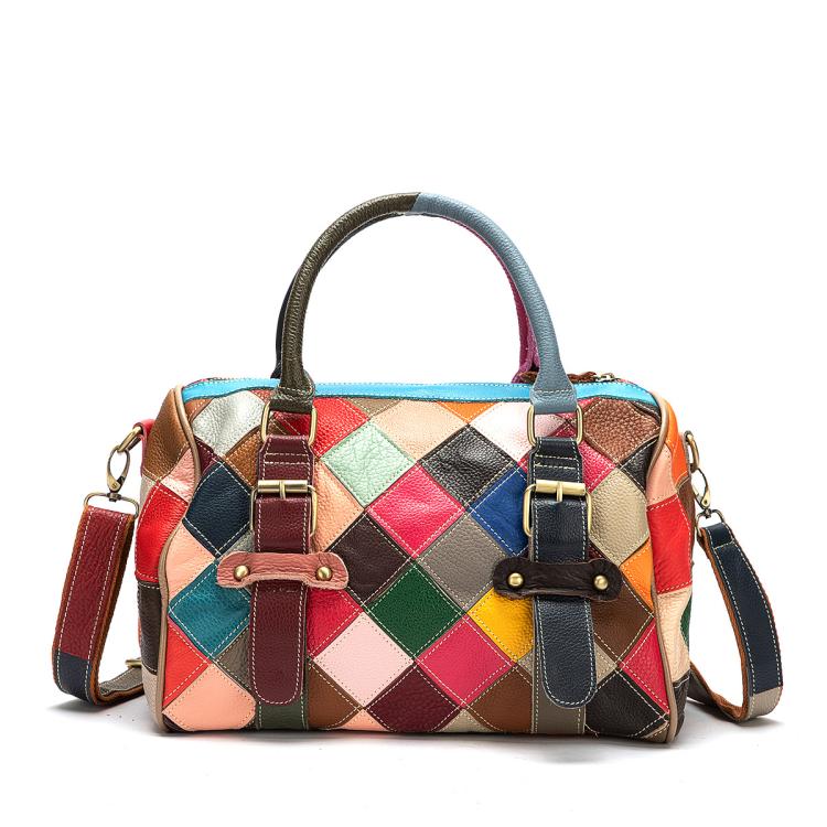 Borsa a mano/a tracolla in pelle casual di grande capacità con motivo patchwork