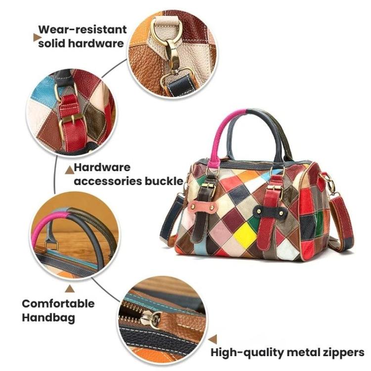 Borsa a mano/a tracolla in pelle casual di grande capacità con motivo patchwork