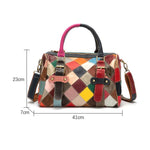 Borsa a mano/a tracolla in pelle casual di grande capacità con motivo patchwork