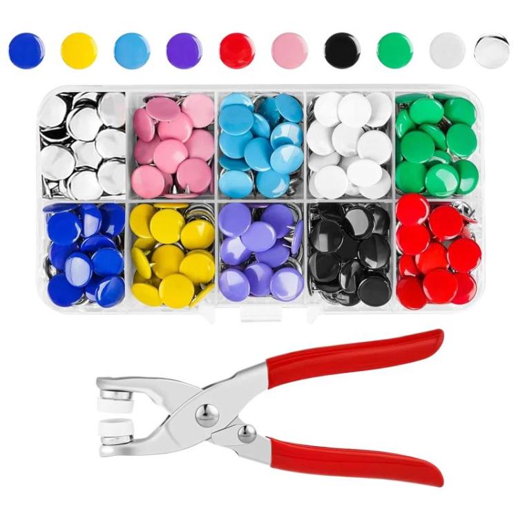 Set di bottoni a pressione in metallo a 5 griffe, bottoni a pressione colorati per abbigliamento, 100 Hollow + Pliers, 100 Solid + Pliers, 200 Solid + Pliers, 200 Solid + Pliers + Power Rod + Rubber Ring