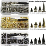 80 pezzi / Set Rivetti metallici per abbigliamento Rivetti decorativi conici a punta per articoli in pelle