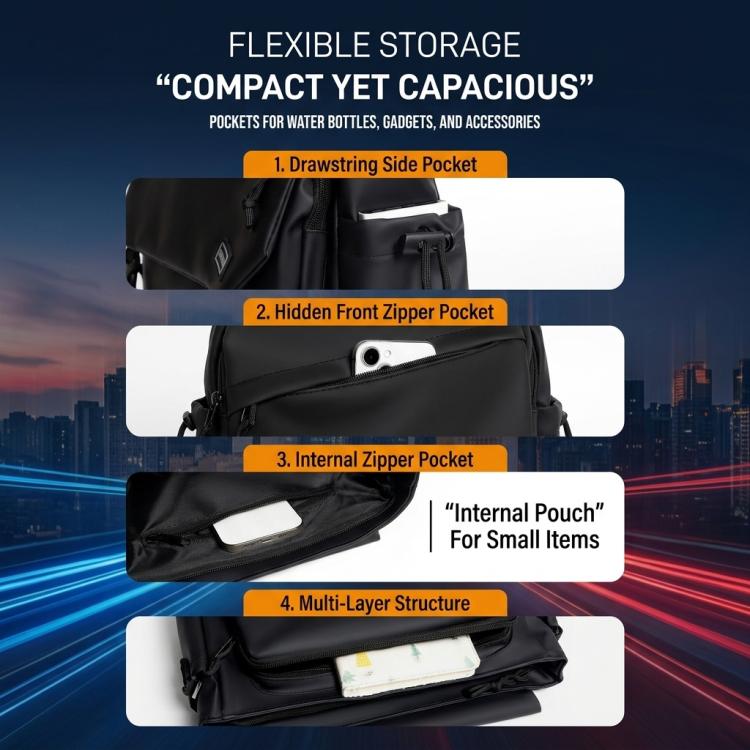 WEIXIER Borsa a tracolla multi-tasche, resistente all'acqua, durevole, ideale per abbigliamento tecnico, escursionismo e lavoro quotidiano., Large, Small