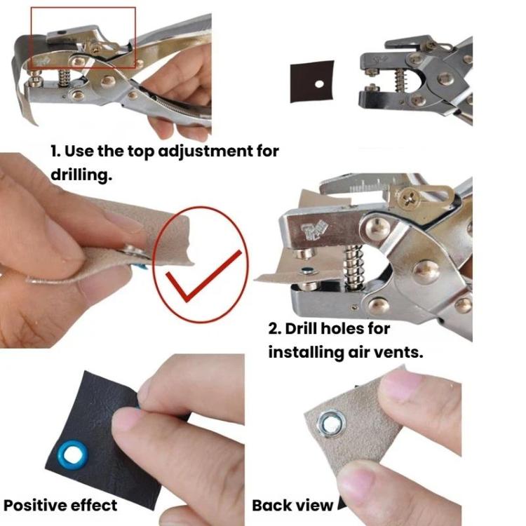 Occhielli in metallo da 5 mm per abbigliamento, scarpe e cinture, 10-Slot Storage Box, With Pliers Aircraft Packaging, With Pliers OPP Bag