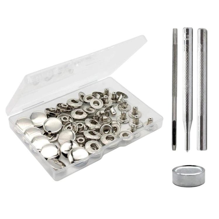 Kit di bottoni a pressione in metallo da 15 mm per abbigliamento, 12sets Black, 12sets Silver, 12sets Gold, 12sets Bronze Green, 20sets Black, 20sets Gold, 20sets Silver, 20sets Bronze Green, 20sets 4 Colors