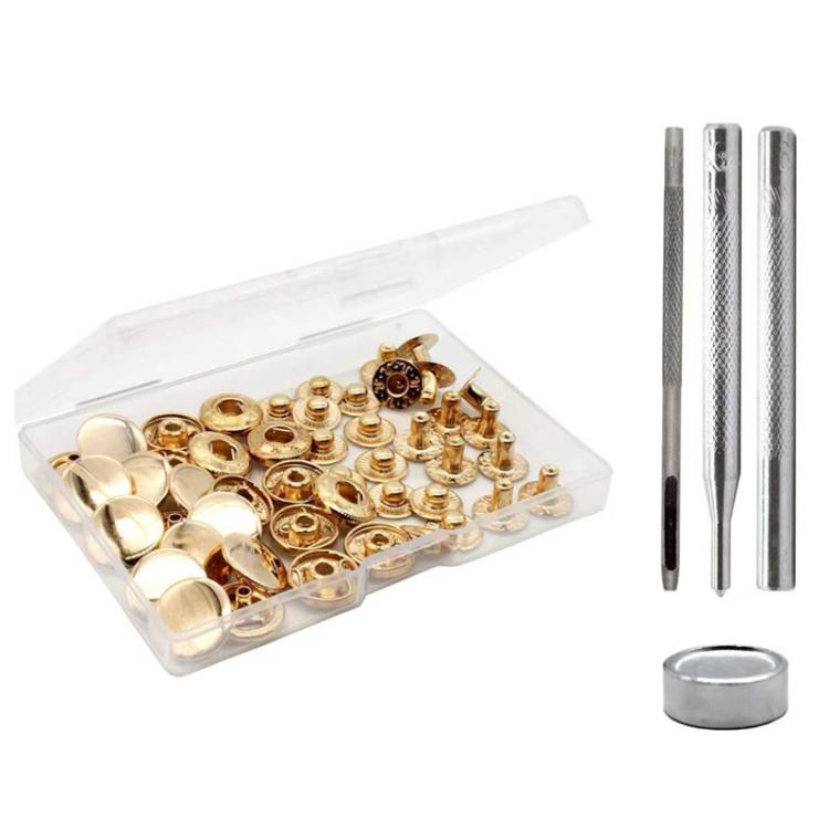 Kit di bottoni a pressione in metallo da 15 mm per abbigliamento, 12sets Black, 12sets Silver, 12sets Gold, 12sets Bronze Green, 20sets Black, 20sets Gold, 20sets Silver, 20sets Bronze Green, 20sets 4 Colors