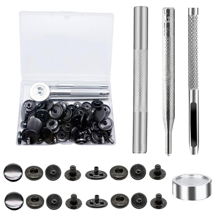 Kit di bottoni a pressione in metallo da 15 mm per abbigliamento, 12sets Black, 12sets Silver, 12sets Gold, 12sets Bronze Green, 20sets Black, 20sets Gold, 20sets Silver, 20sets Bronze Green, 20sets 4 Colors