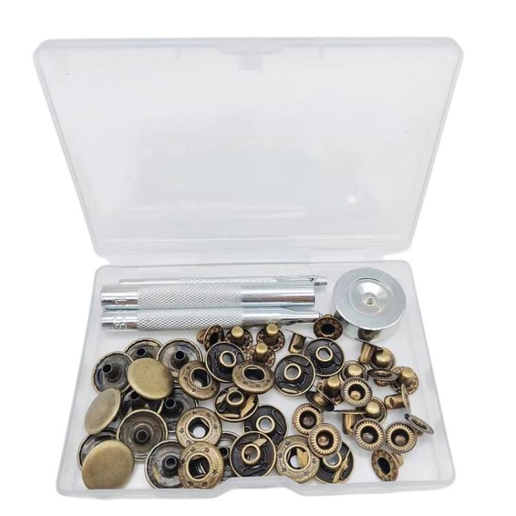 Kit di bottoni a pressione in metallo da 15 mm per abbigliamento, 12sets Black, 12sets Silver, 12sets Gold, 12sets Bronze Green, 20sets Black, 20sets Gold, 20sets Silver, 20sets Bronze Green, 20sets 4 Colors